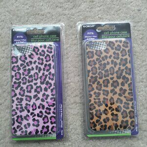(2) New E-Circuit Apple iPhone 7 Plus & 8 Plus Pink & Brown Leopard Case